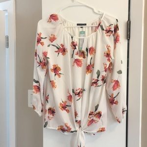 Floral Tie Front Blouse